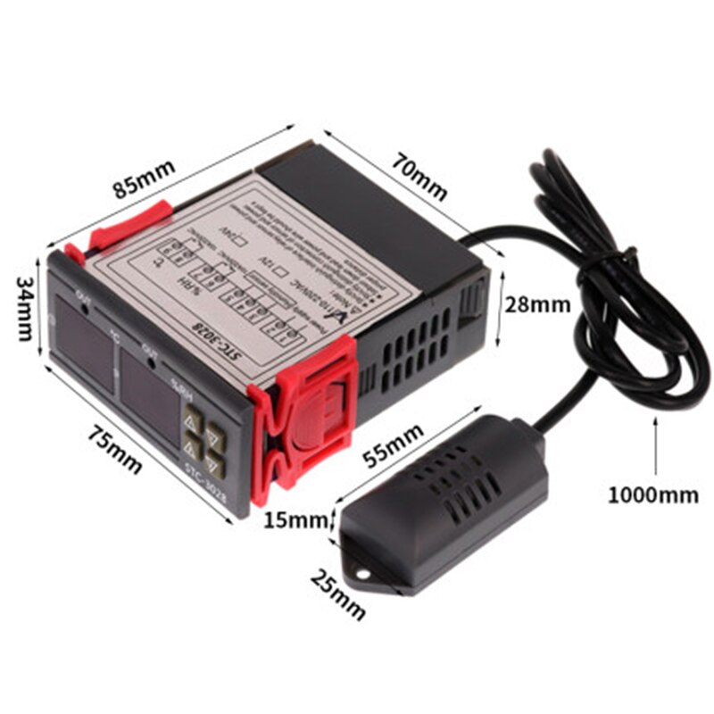 LCD Digital Hygrostat Thermostat Humidity Temperature Controller 110V-220V DC12V Heating Cooling Control -3028