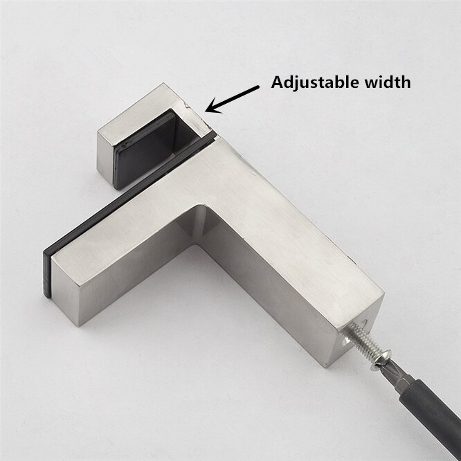 2 STKS Verstelbare Hout/Glas Plank Beugels Zinklegering Zwart Plank Ondersteuning Houder Klemmen Wandmontage Drijvende Plank Clip w/Schroeven & Uitbreidingsbuizen Fit 3-28mm Planken [Maat M