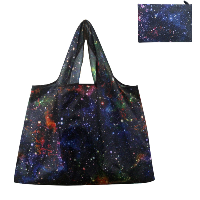 Printing Foldable Shopping Bags Environmental Protection Portable Grocery Bags Large Capacity Portable Storage Bags: Brown