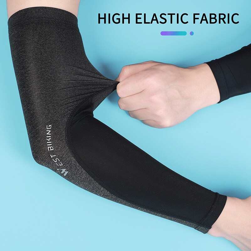 WEST BIKING Cycling Arm Sleeves Sunscreen Anti-UV Fishing Running Basketball Arm Warmer Outdoor Sport Fitness Compression Sleeve