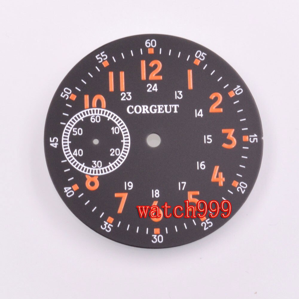 39Mm Corgeut Zwarte Wijzerplaat Horloge Lichtgevende Mark Geschikt Voor Eta 6497 Meeuw ST36