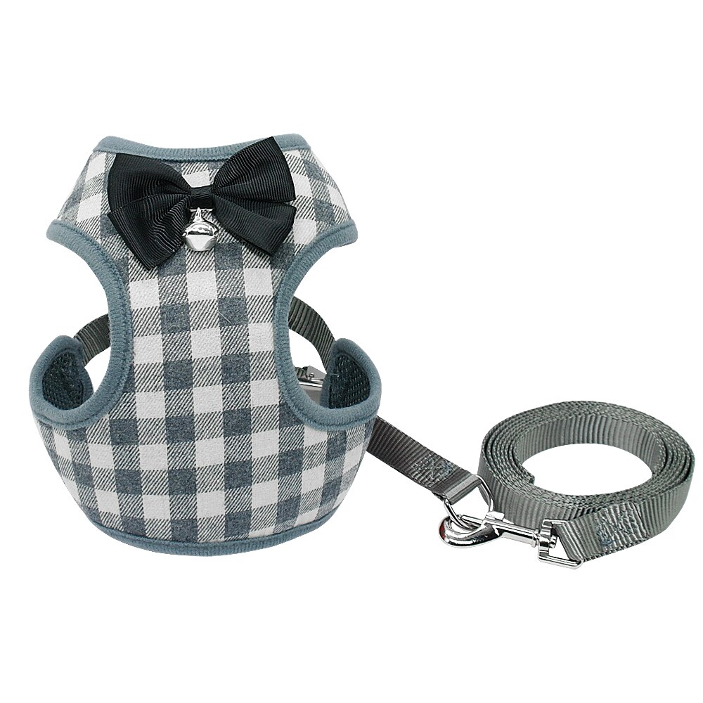 Perro pequeño conjunto de arnés y correa chaleco para gatos mascota Arnés con Bowknot de malla acolchada para pequeño cachorro Chihuahua perros cachorros de Pug