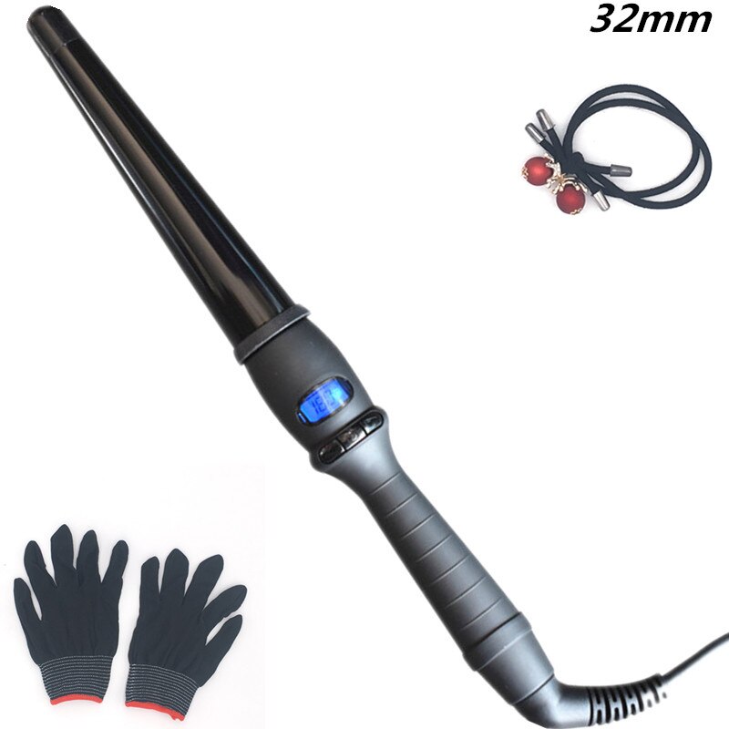 Moniteur LCD outils de coiffure en céramique fer à friser cheveux ondulation poire fleur cône cheveux électrique: 32mm