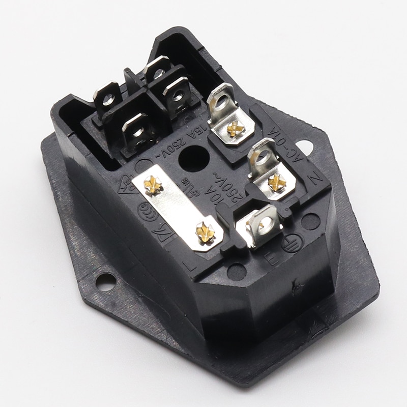 15A/250V 3pin AC power socket with Power Rocker Switch Fused