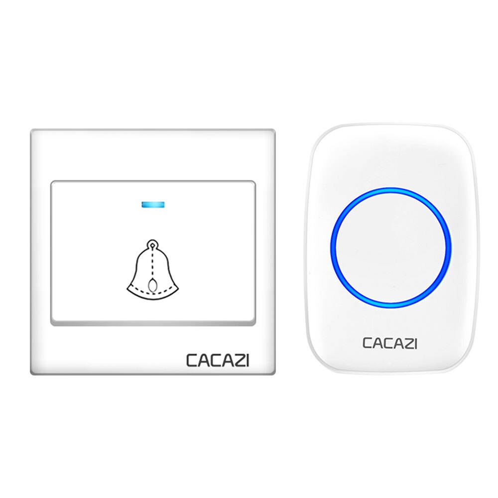 CACAZI Wireless Doorbell Waterproof 60 chimes 5 Volume Home Cordless Door Ring Bell 220V US EU UK Plug 1 2 Button 1 2 3 Receiver: Red / us