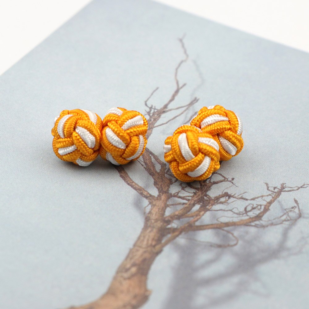 Novità nodi di Seta CufflinksMixed Tre Colori FAI DA TE Intrecciato Handmade Elastico Corda Doppia Sfera Gemelli Per Gli Uomini Regalo NO.1-20: 13