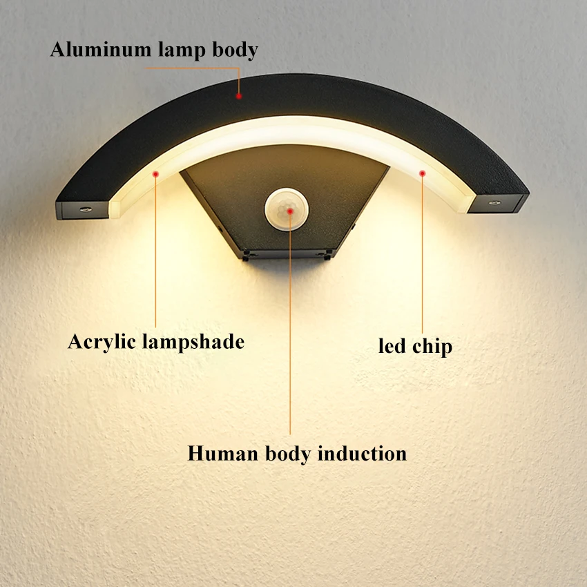 18w sensorer udendørs vandtætte væglamper have veranda vægbelysning led væglamper aluminium  ac86-265 au64 stk.