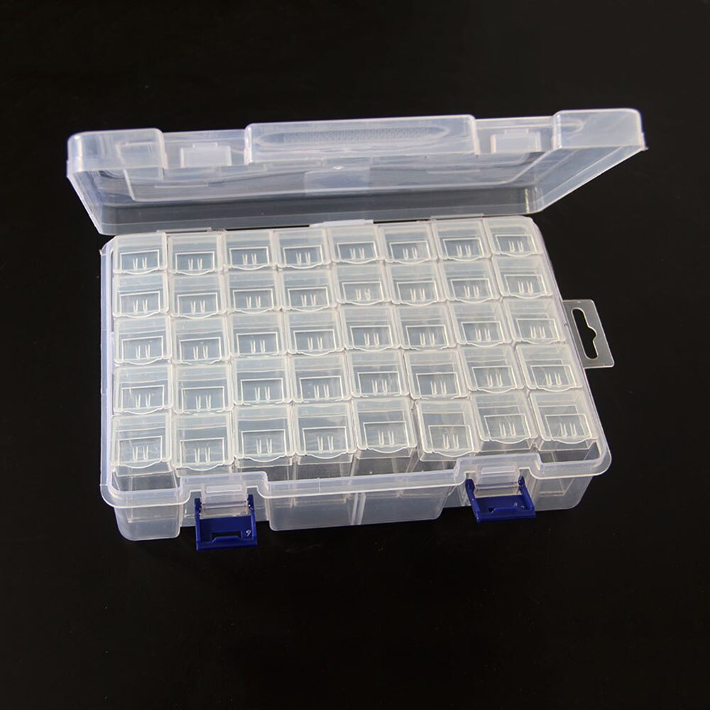 Caja de almacenamiento transparente para decoración de uñas, contenedor de cuentas de diamantes de imitación con cuadrícula cuadrada, accesorios, Maleta, 40 Uds.