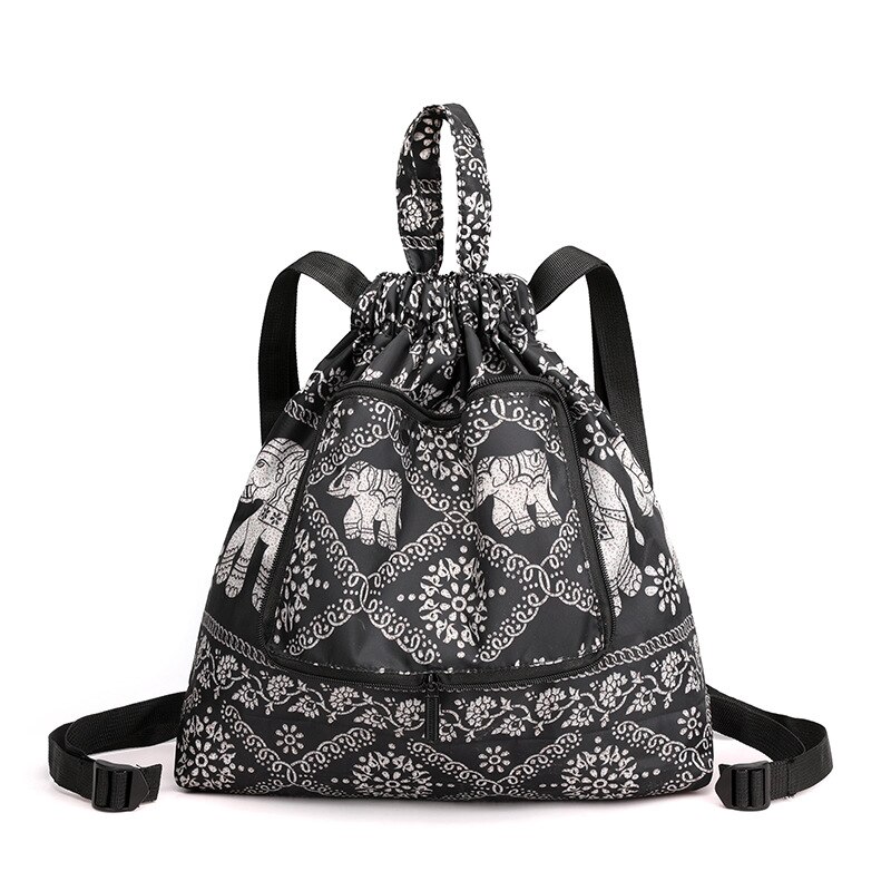 Sac à dos étanche à cordon coulissant pour femmes et hommes, avec motif de feuilles, de sport en plein air, de Fitness, d'entraînement, de gymnastique, de surf, de rangement de chaussures: Elephant