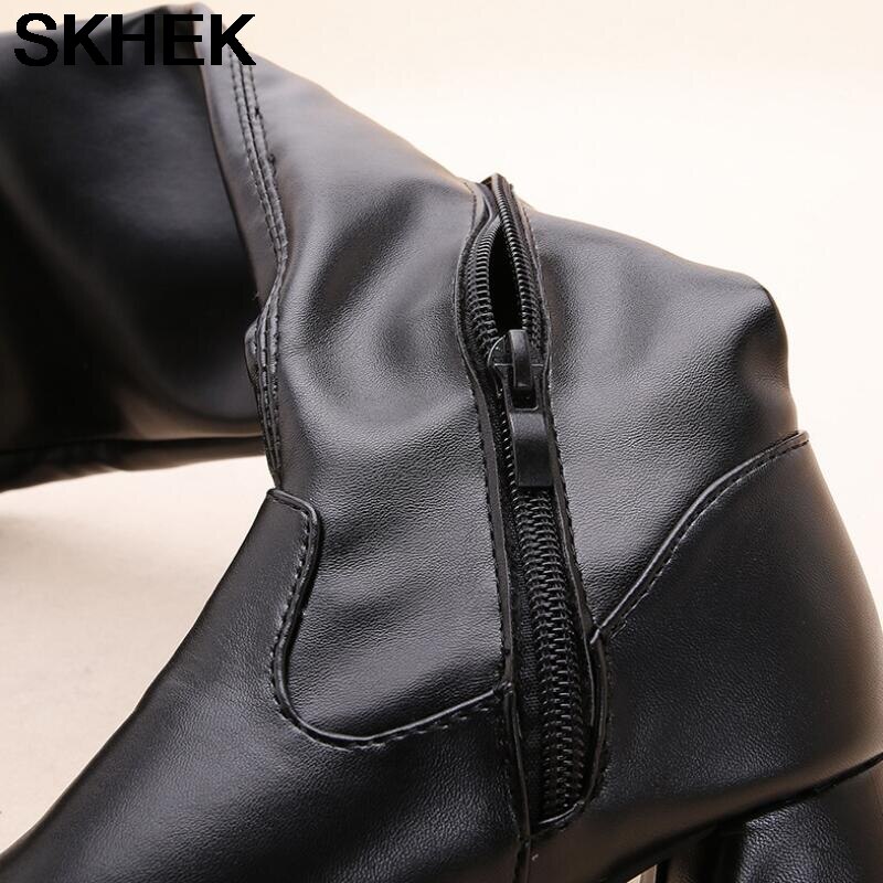 SKHEK Winter Art Mädchen Schnee Stiefel warm Plüsch ShoesPU Lether Prinzessin Stiefel Mädchen Hohe Lange Stiefel Schwarz