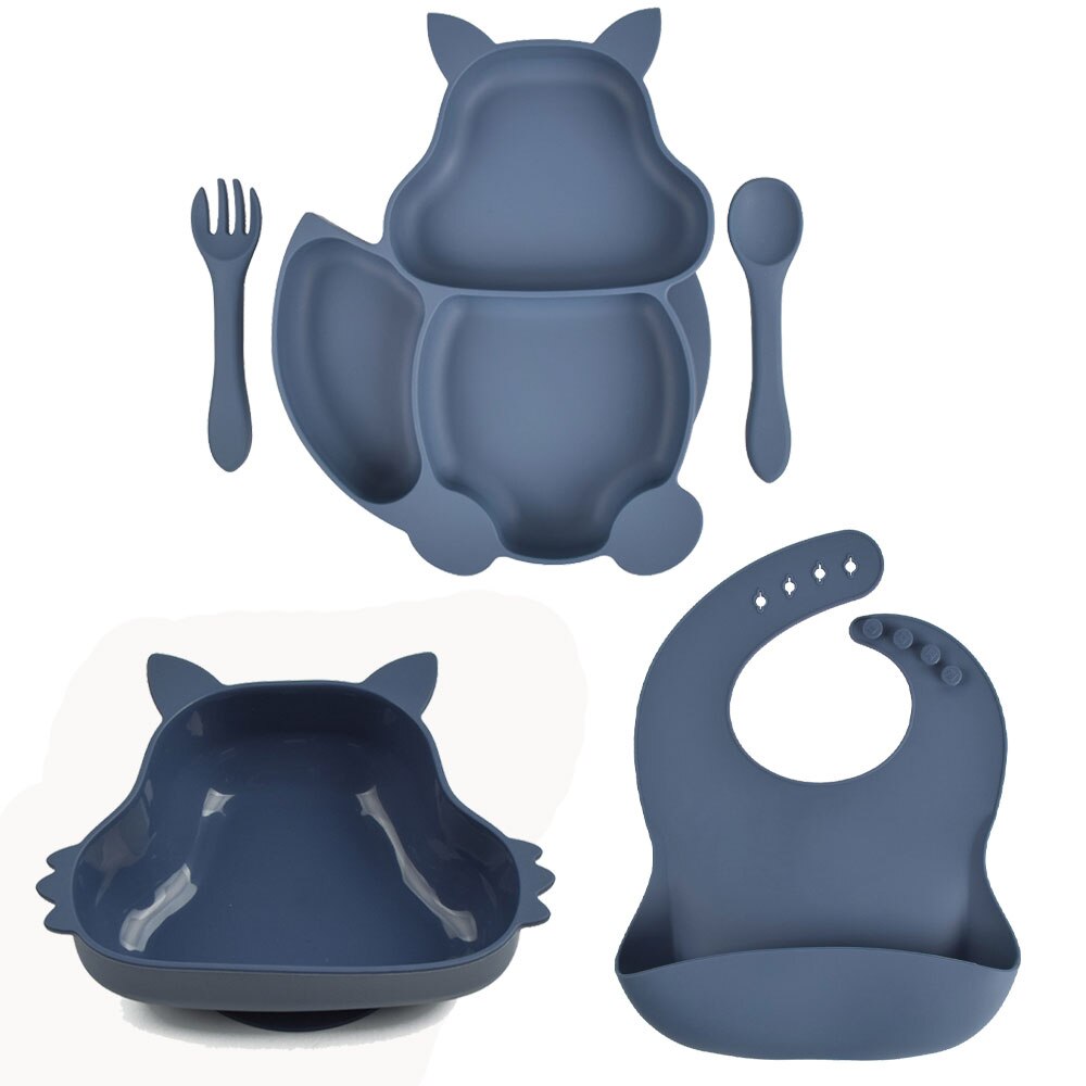 Juego de vajilla de silicona para bebé, platos de grado alimenticio, forma de Animal, plato para niños, sin BPA, antideslizante, 5 unids/set: Y10