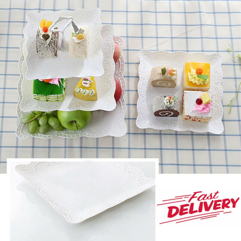 Faroot 3 Tier Plastic Cake Stand Afternoon Tea Wedding Plates Party Tableware Bakeware Cake Shop Three Layer Cake Rack Storage