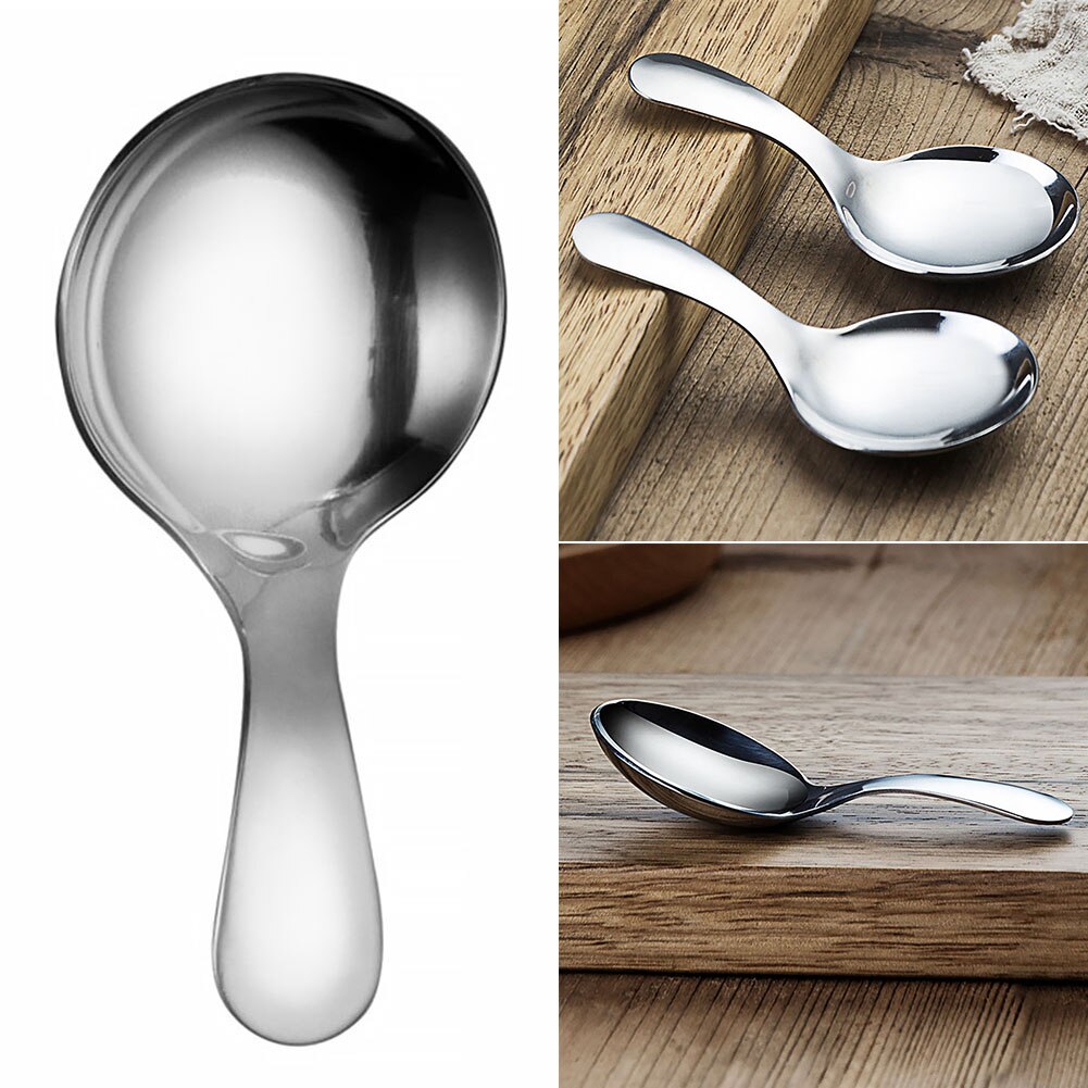 Ronde Servies Leuke Baby Roestvrij Staal Ijs Soep Kinderen Mini Korte Steel Veilig Glad Voor Kids Thee Lepel