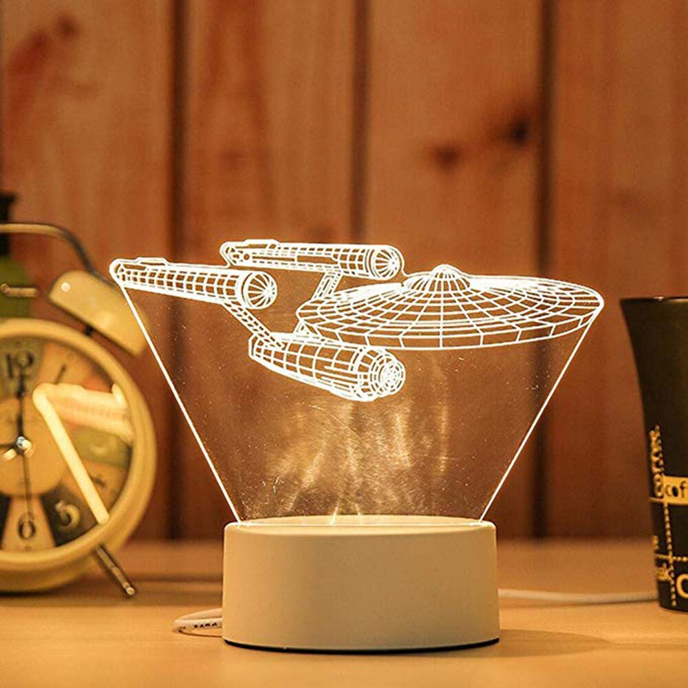 3D USB Acrylic Night Light LED Table Desk Bedroom Decor Warm White Lamp: E