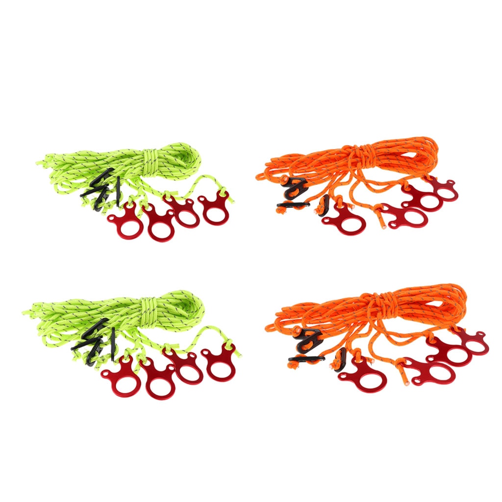 4 pièces 4mm réfléchissantes bâches de pluie tente Guide corde Guy ligne cordon avec ajusteurs pour la randonnée Camping sac à dos
