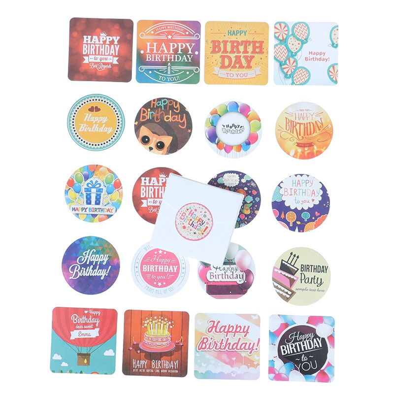 38Pcs Cute Label Sticker Happy Birthday Decorative Paper Sticker Diy Scrapbooking Stamp Self Adhesive Sticker Boxed Sticker