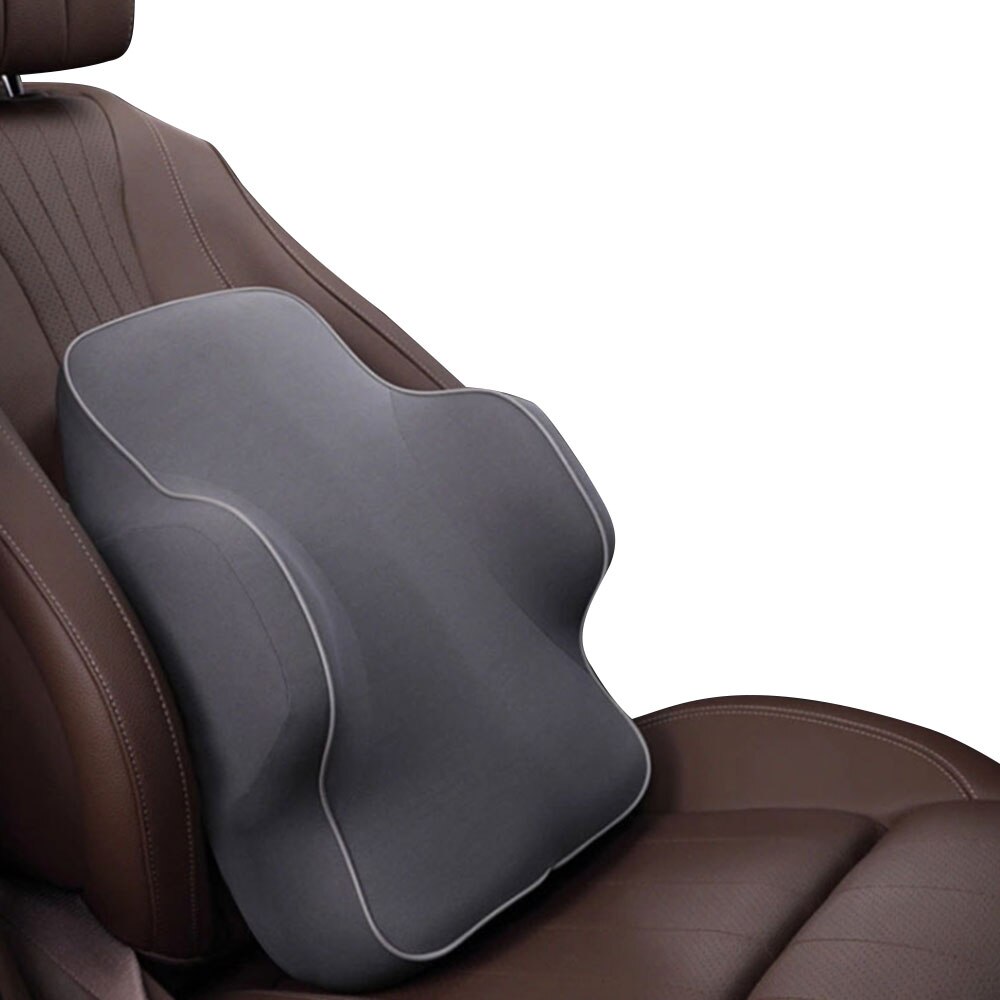 Memory Foam Slow Rebound Lumbar Back Support Cushion Office Relieve Pressure Car Waist Cushion Breathable Backrest Support: Grey