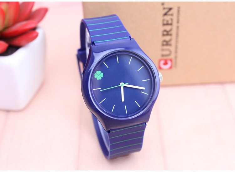 Nazeyt merk dameshorloge waterdicht quartzhorloge met klavertjevier wijzerplaat student kinderen jelly horloge dames siliconen polshorloge: Donkerblauw