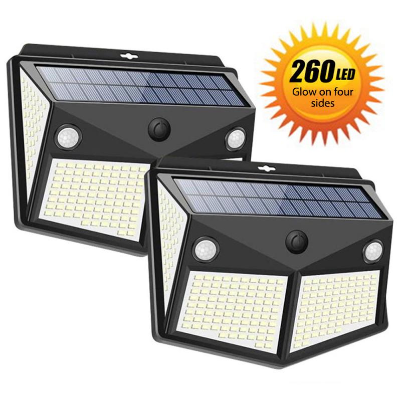 160/260 Led Solar Light Outdoor Solar Lamp Zonne-energie Zonlicht Waterdichte Pir Motionsensor Straat Licht Voor Tuin Decoratie: 2 pcs 260led