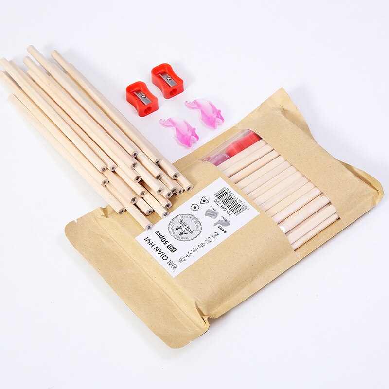 50 Pcs/Set 18cm Length Triangle Hexagon HB Pencil Set Wooden Standard Pencils Students School Office Stationery
