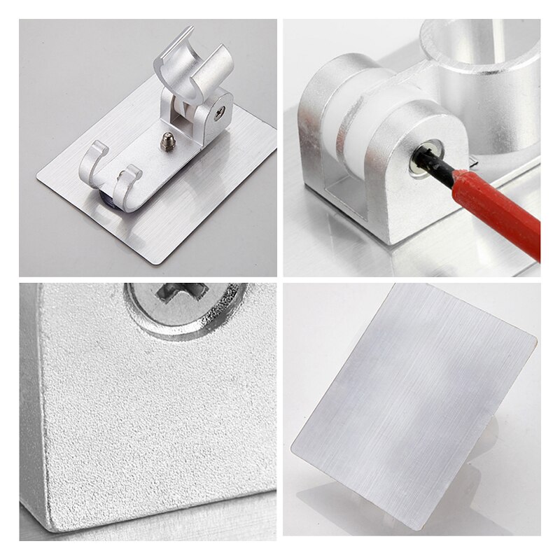 Ruimte Aluminium Douche Houder Verstelbare zelfklevende Wandmontage Badkamer Douchekop Montagebeugel Douchekop Houder