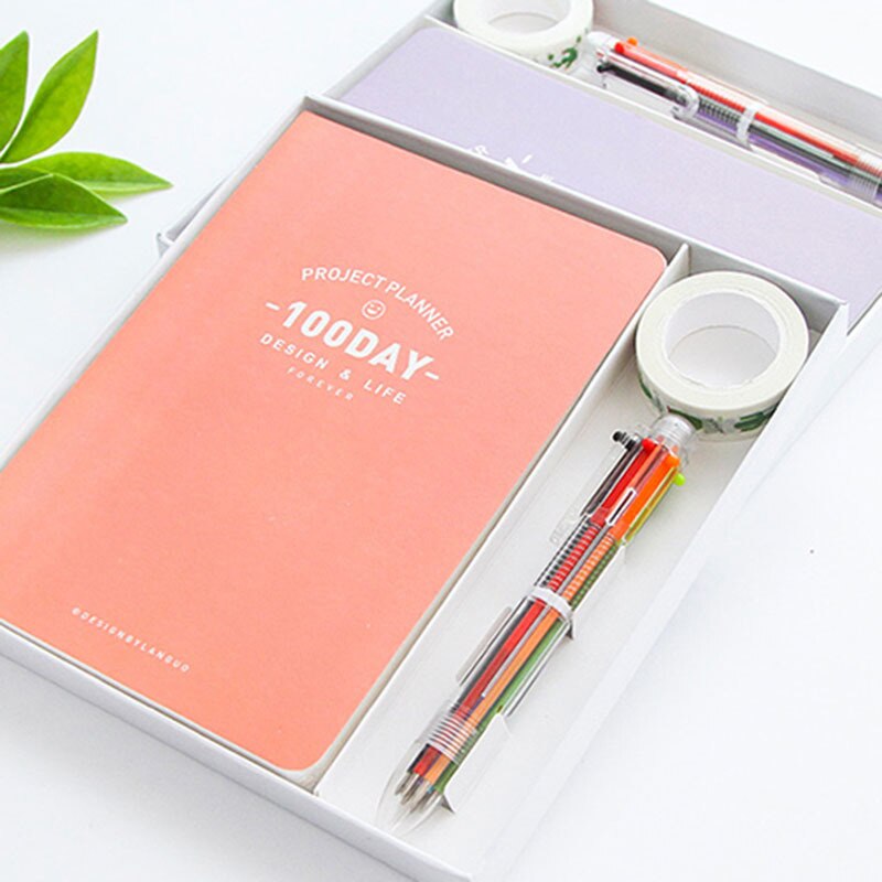"100 Bucket List" Planner Agenda Scheduler Luxury Notebook Stationery Package Box with Pen Stickers To Do List
