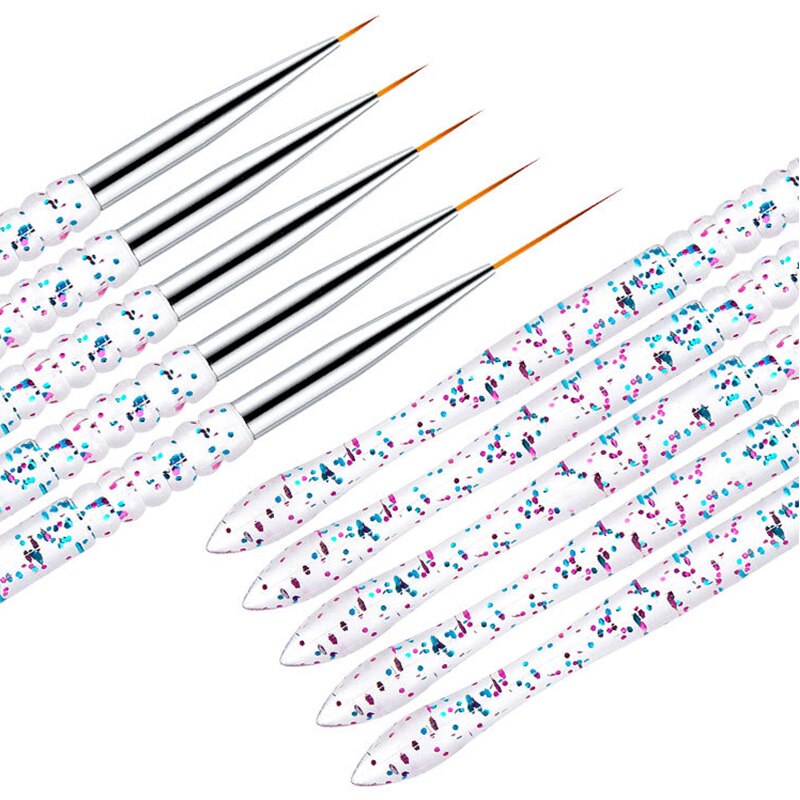 5/7/8 Stuks Nail Art Liner Tekening Pen Brush Diy Uv Gel Nail Lijn Strepen Schilderen Pen acryl Handvat Manicure Tool 7/9/11/15/20Mm