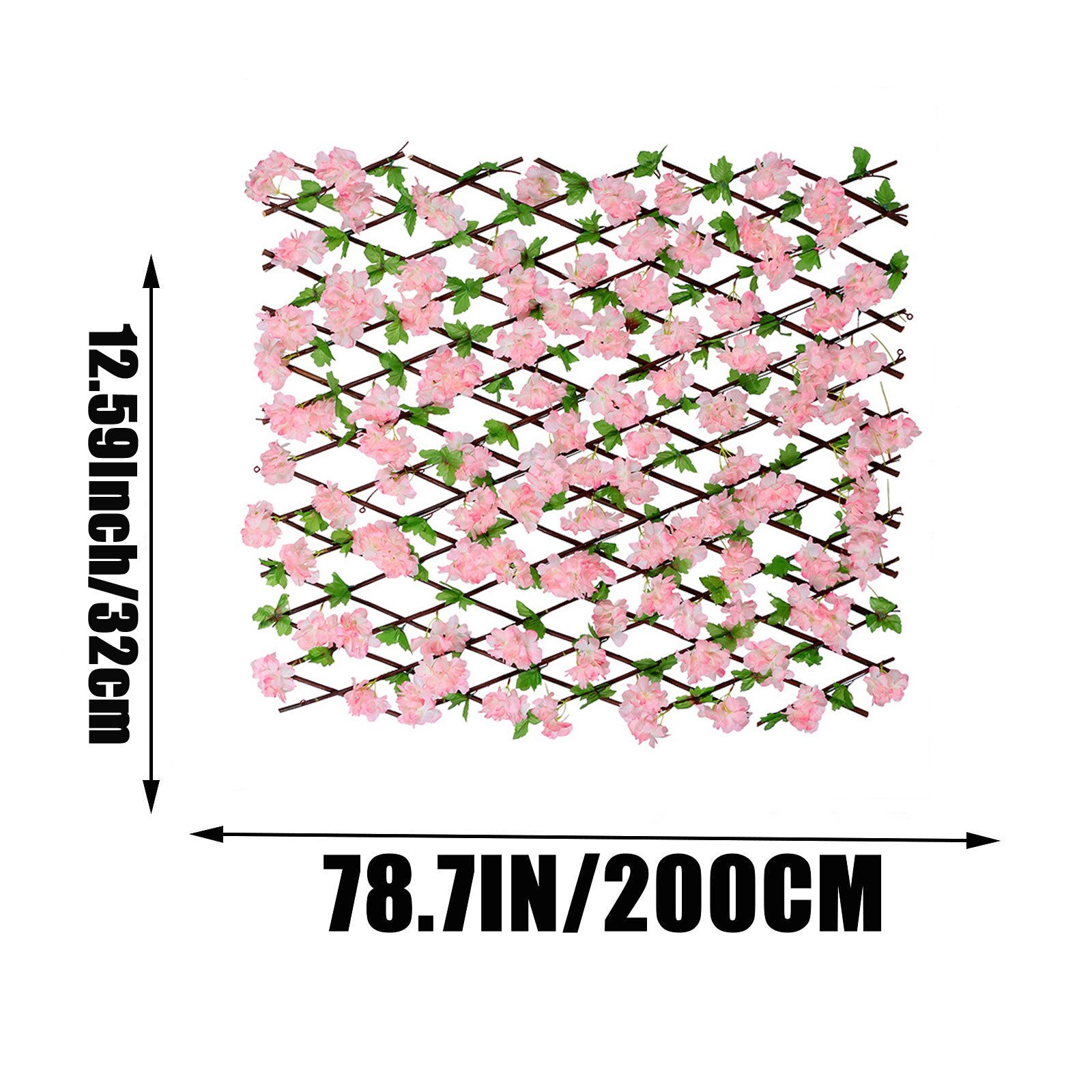 Intrekbare Hek Uitbreiden Houten Hek Hedge Met Kunstmatige 6 Soorten Cherry Bloem Bladeren Tuin Decoratie Trellis Screen: E-M
