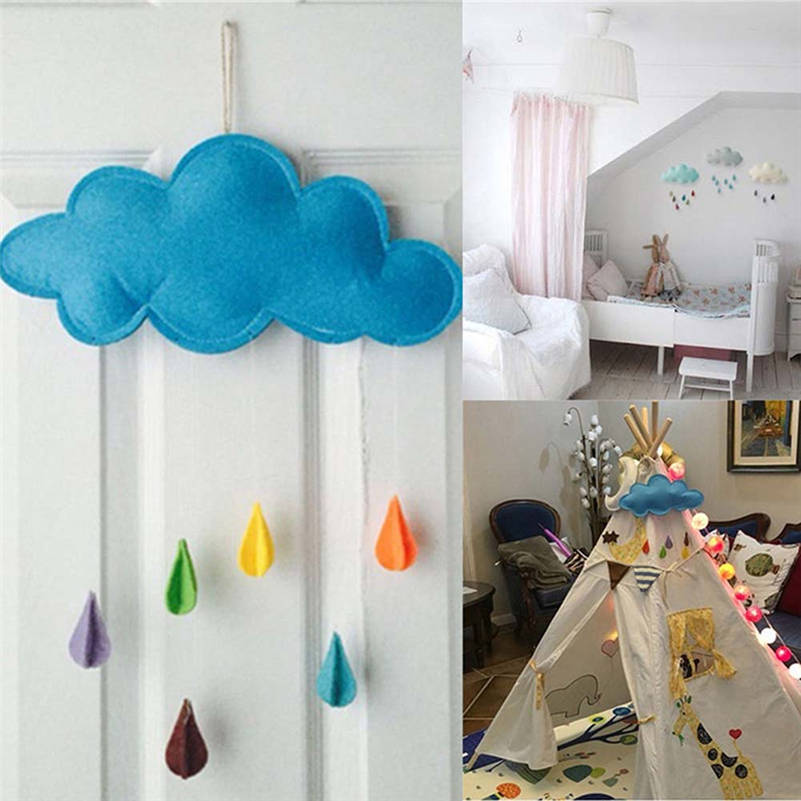 Manual Moon Rainbow Cloud With Raindrop Stars Kids Baby Room Nursery Wall Decal Stickers Home Art Decor J0247