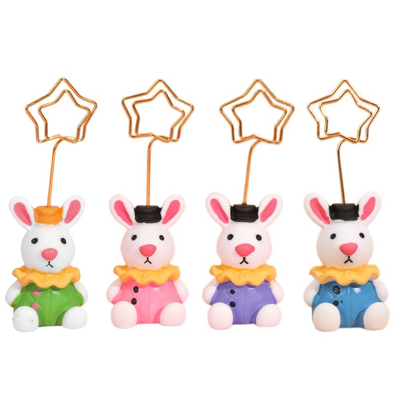 4Pcs Desktop Foto Clip Hars Bunny Vorm Mini Picture Card Clip Memo Clip