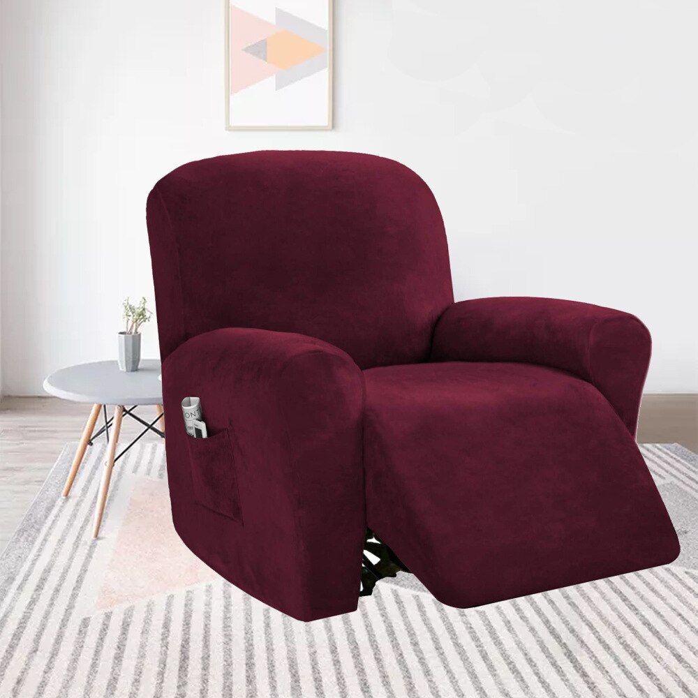 solidny kolor fotel rozkładany rozciągać aksamitna sofa pokrywa zagęścić elastan leżak ramię pokrowiec na krzesło s fotel rozkładany ochraniacz leniwy chłopiec pokrowiec na krzesło