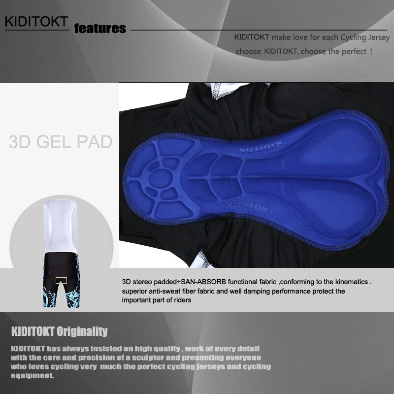 KIDITOKT Men Shockproof Quick-Dry Cycling Bib Tights 100% Lycra Bib Bicycle Shorts Breathable Mountain Bike Shorts Outdoor