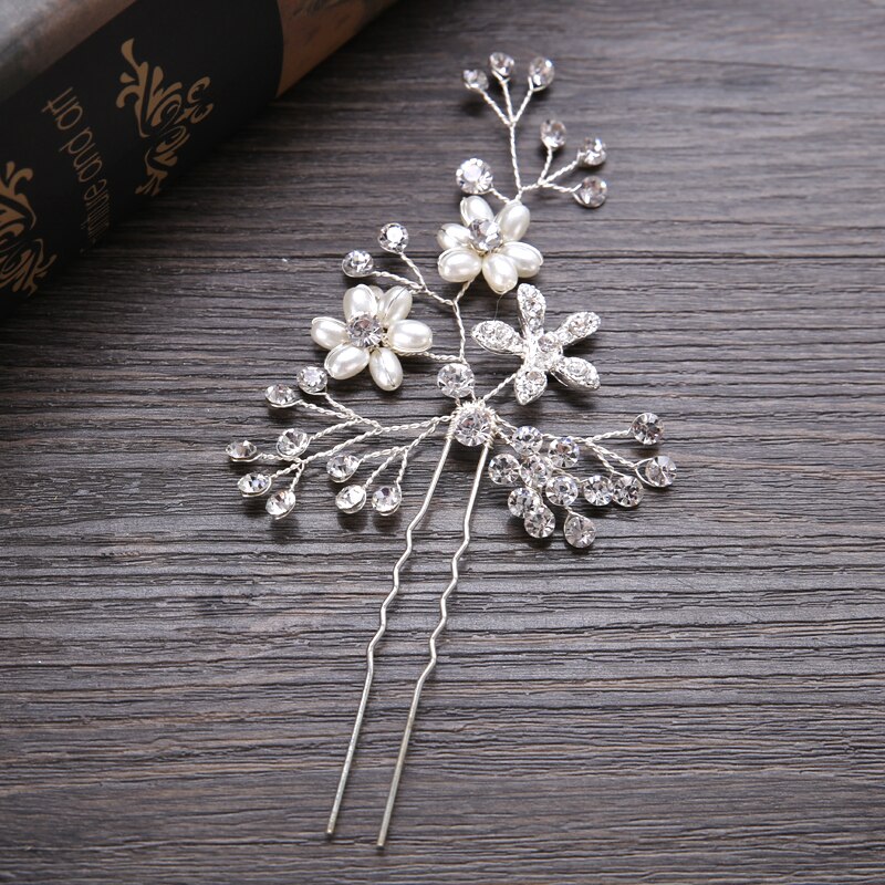 Wedding Crystal Pearl Hair pins For Silver Color Bridal Hair Accessories Women Hair Clips Many Wedding Hair Jewelry