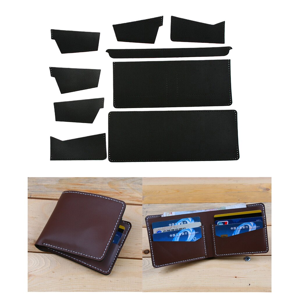 Kits completos de cartera de cuero para manualidades, accesorios para hacer billetera, Material: Black