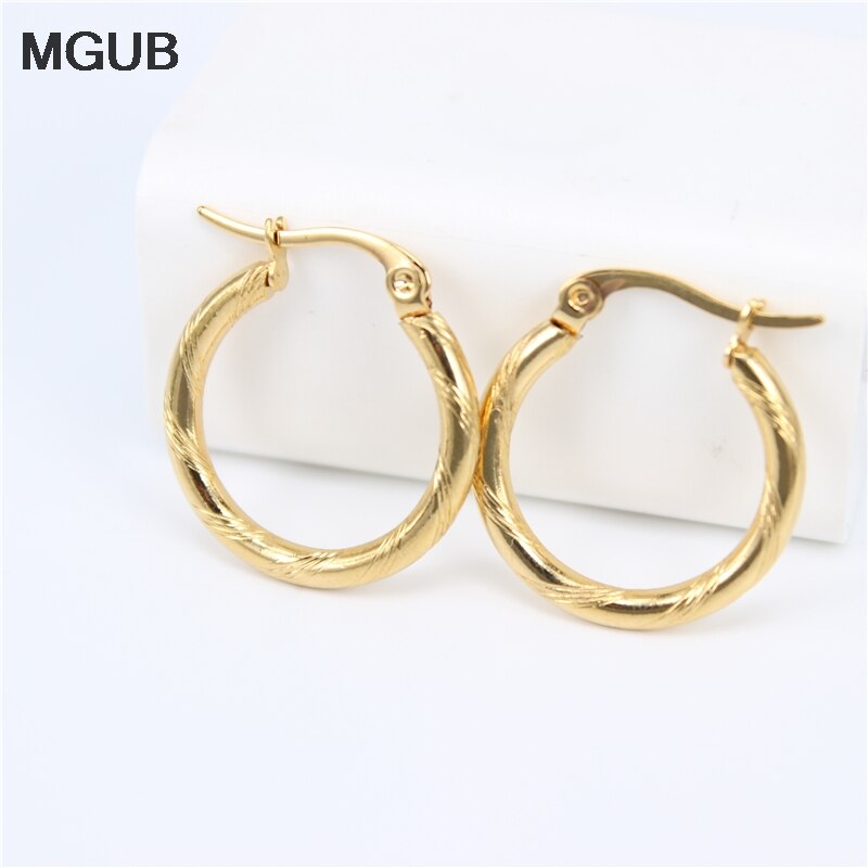 Diameter 20-50MM Circle Small Hoop Earrings With Gold Color Simple Earring For Women Stainless Steel Jewelryy LH819