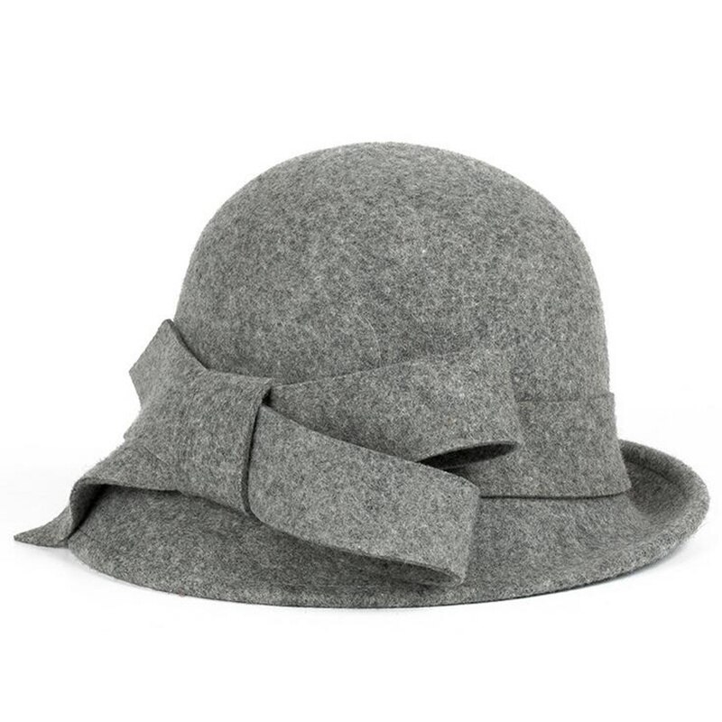 Nye 100%  ull europa england høst vinter dame fedora caps årgang sol hattemaker til kvinne dame avlet brem ull filt buehatt