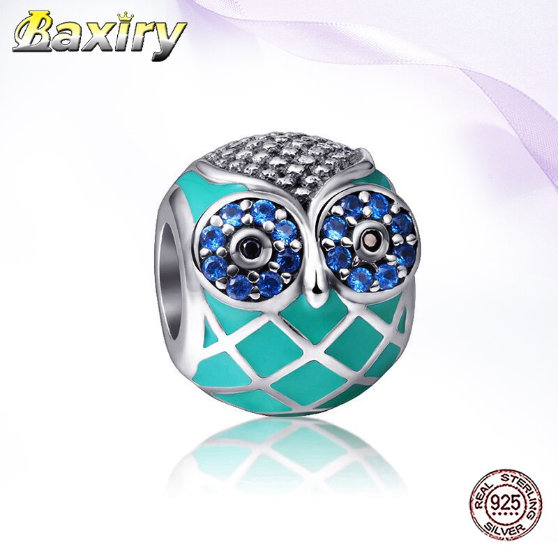 100% 925 Sterling Zilveren Bedels Kralen Voor Sieraden Maken Bedels Zilver 925 Origineel Emaille Charm Fine Uil kraal