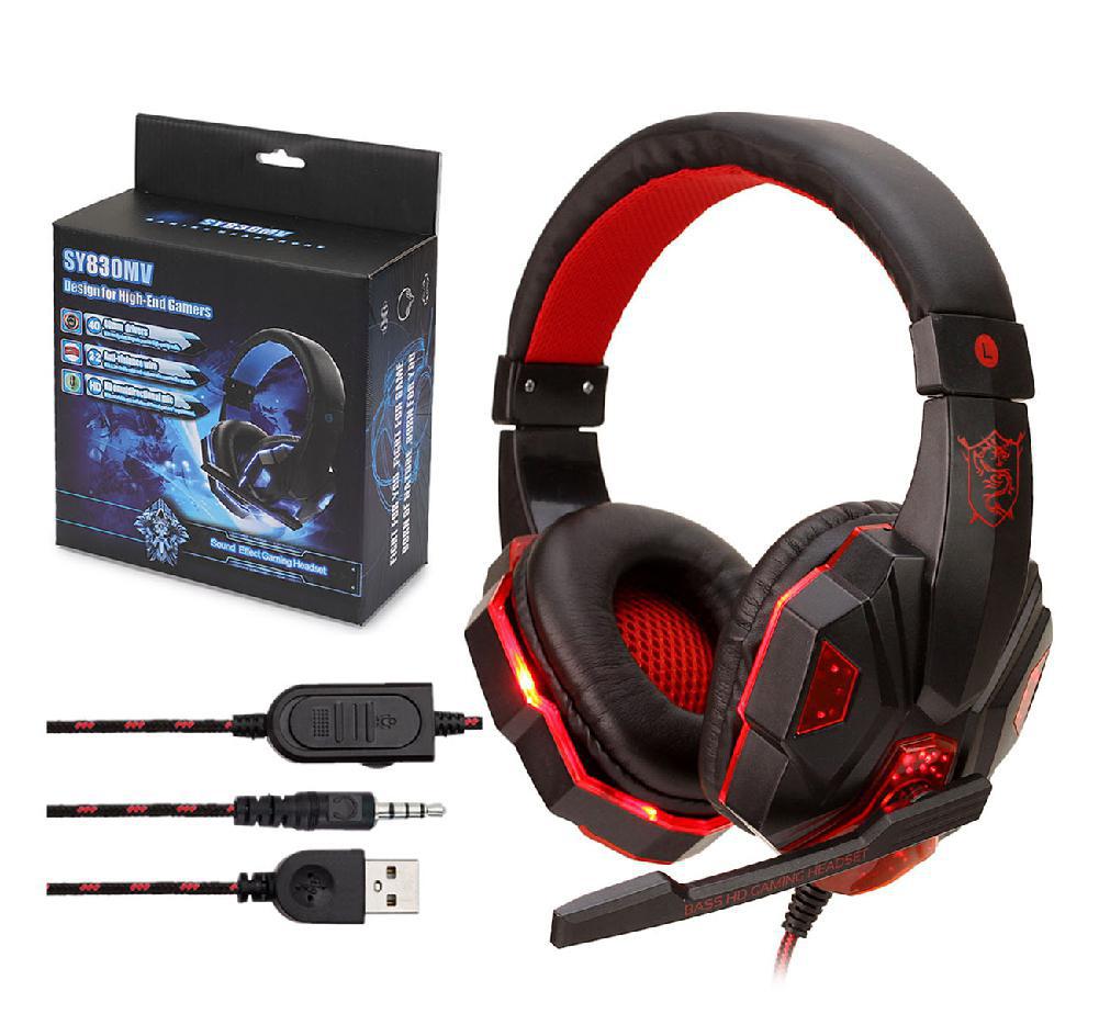 Bedrade Oortelefoon Gaming Headset Usb Lichtgevende Gamer 3.5Mm + Usb Stereo Hoofdtelefoon Folding Headset Voor PS4-Laptop-Switch