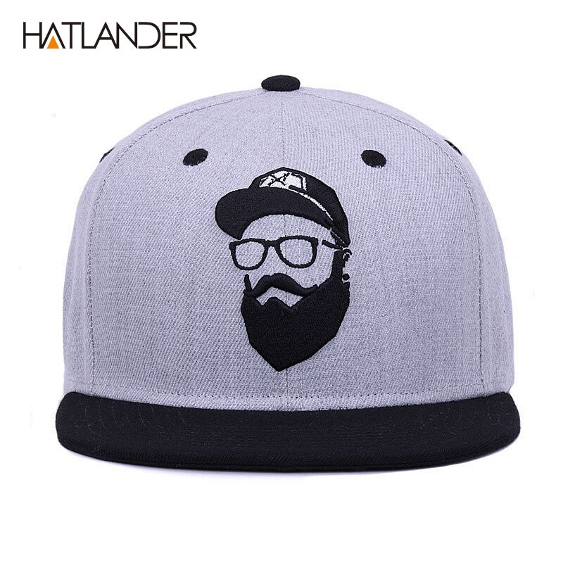 [HATLANDER]Original grey cool hip hop cap men women hats vintage embroidery character baseball caps gorras planas bone snapback