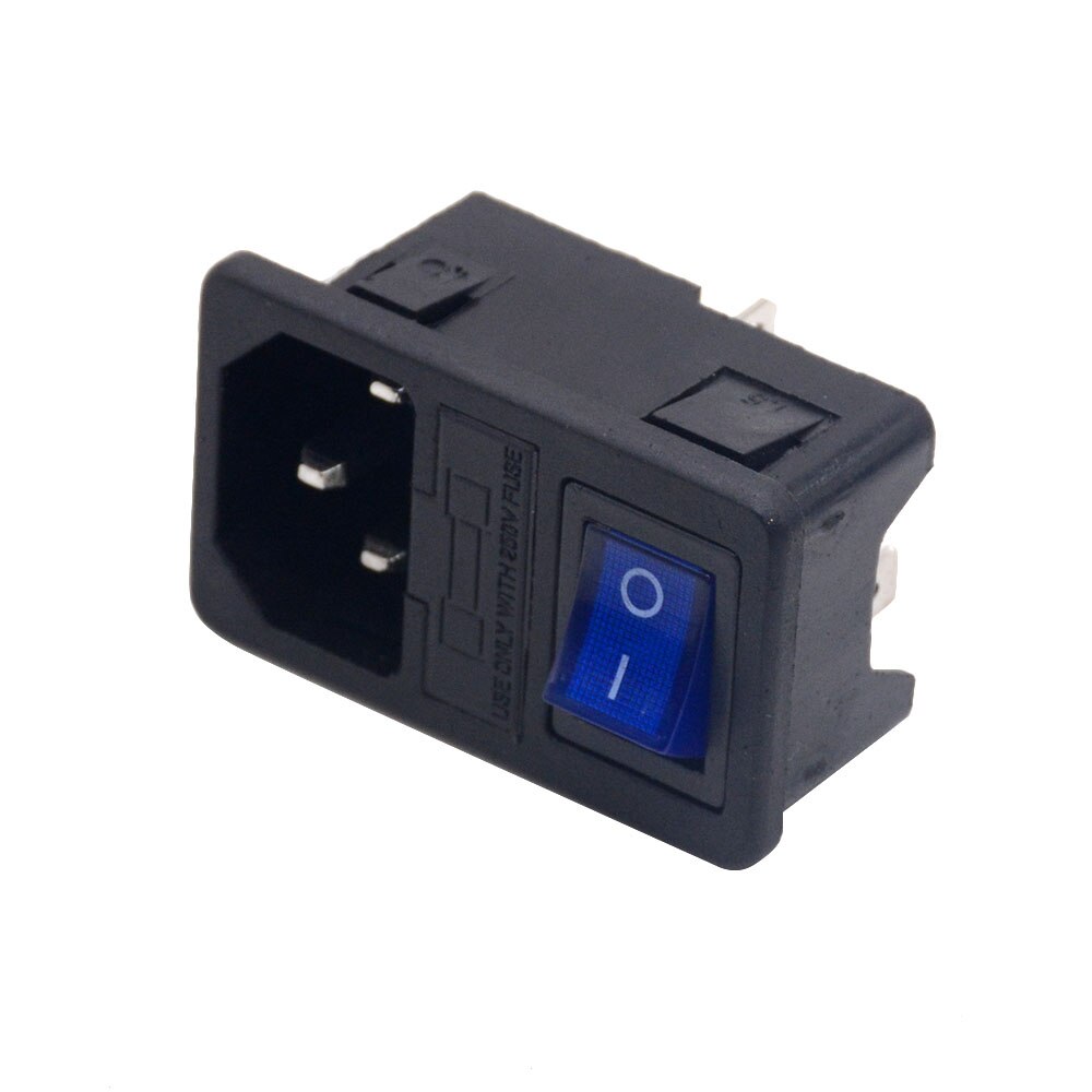 with 10A fuse ! Red blue Black orange Rocker Switch Fused IEC 320 C14 Inlet Power Socket Fuse Switch Connector Plug Connector: Blue