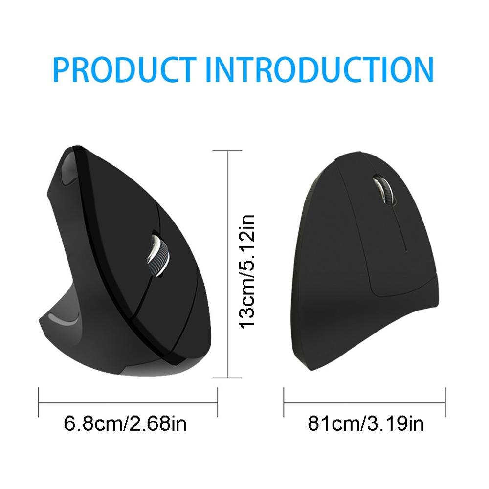 Ratón Vertical ergonómico para zurdos, recargable, con receptor USB, para ordenador portátil, PC y Escritorio