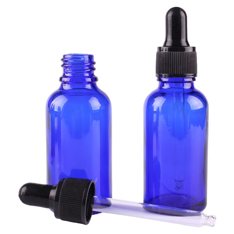 6 stk 30ml 1oz koboltblå glasdråbeflasker med pipette tomme parfume flasker flydende krukker