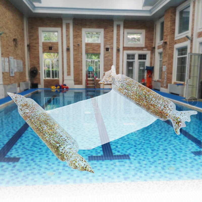 PVC inflatable water floating bed with net can be folded, double backrest floated row