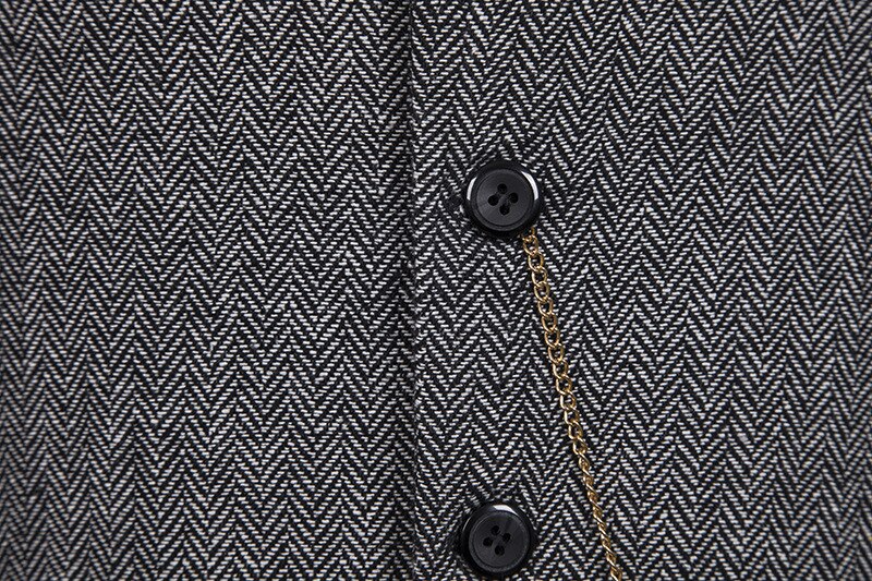 Gray Herringbone Tweed Dress Vest Men Brand Slim Fit Single Breasted Vest Waistcoat Men Business Wedding Vests Gilet Homme