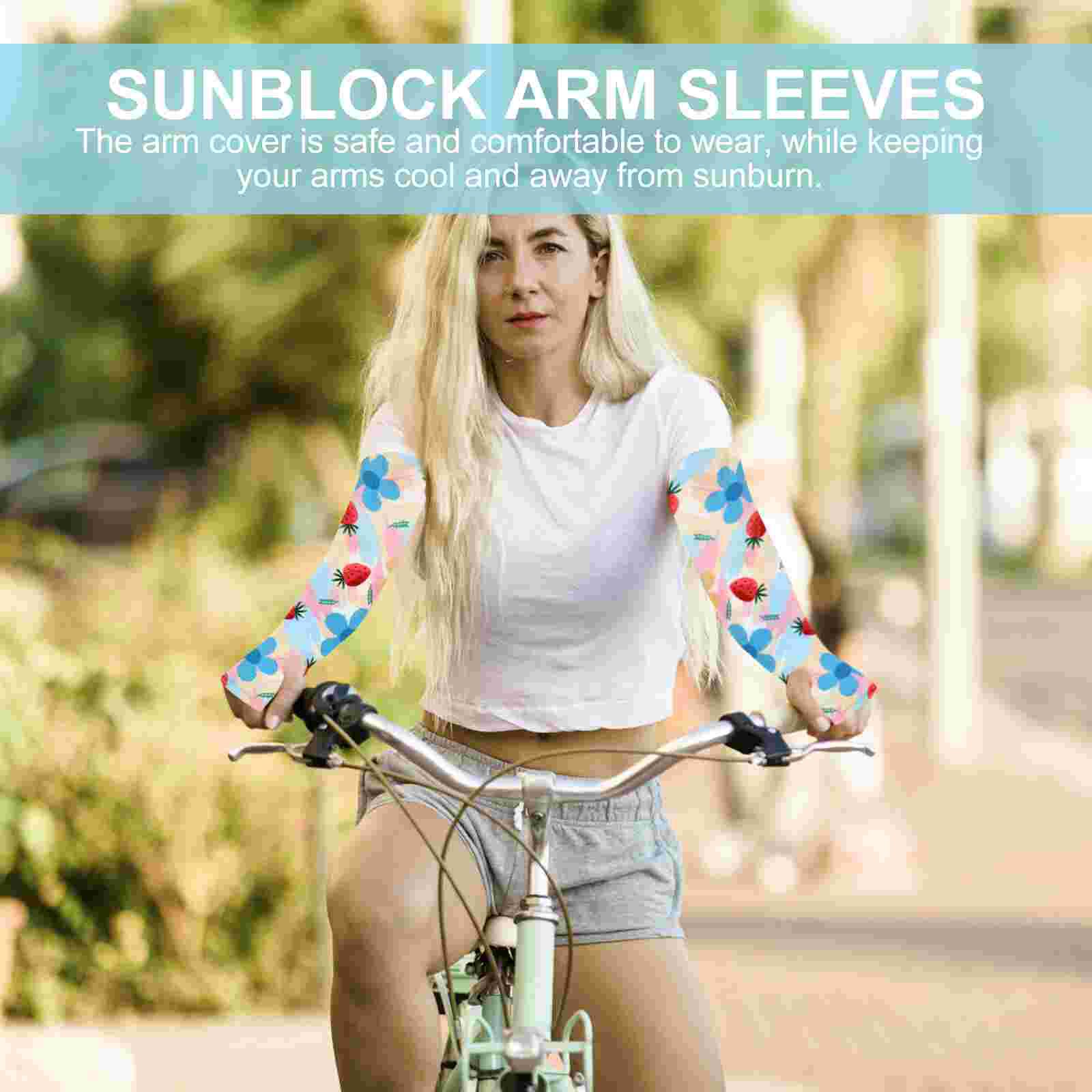 4 Pairs Cartoon Sunblock Arm Sleeves Sun Protection Sleeves Arm Cooling Sleeves