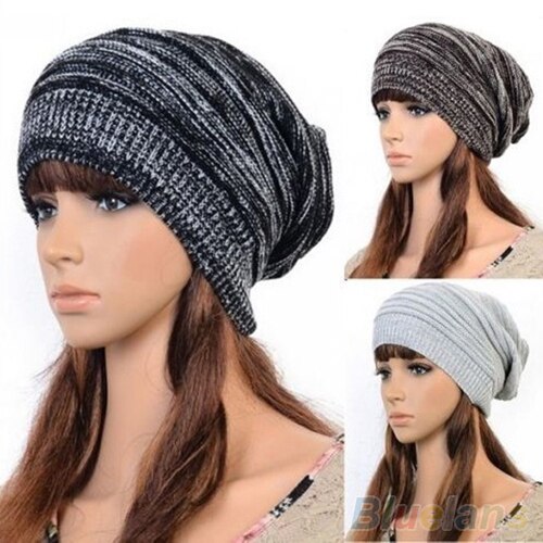 Unisex Womens Mens Knit Baggy Beanie Hat Winter Warm Oversized Ski Cap 1P8L