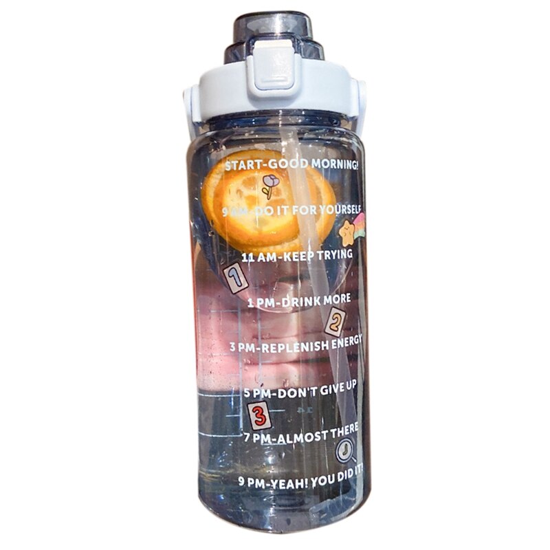 2L Sports Bottle With Straw Portable Summer Outdoor Fitness Hiking Bicycle Drinking Bottle: 青い