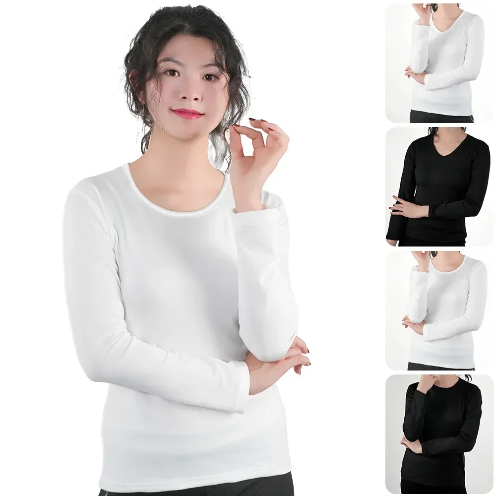 Sexy camisa feminina manga longa estilo coreano magro básico undershirt alta estiramento tshirt topo das mulheres roupas t camisa feminina