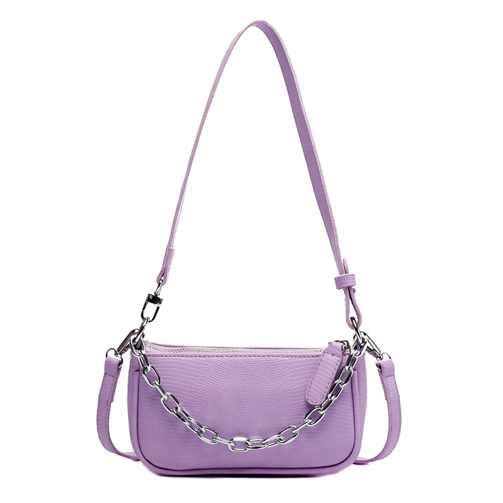 Frauen retro aufbringen Schulter Tasche Schulter Umhängetasche Leder Kette Damen Schulter Bote Sattel Handtasche: LILA