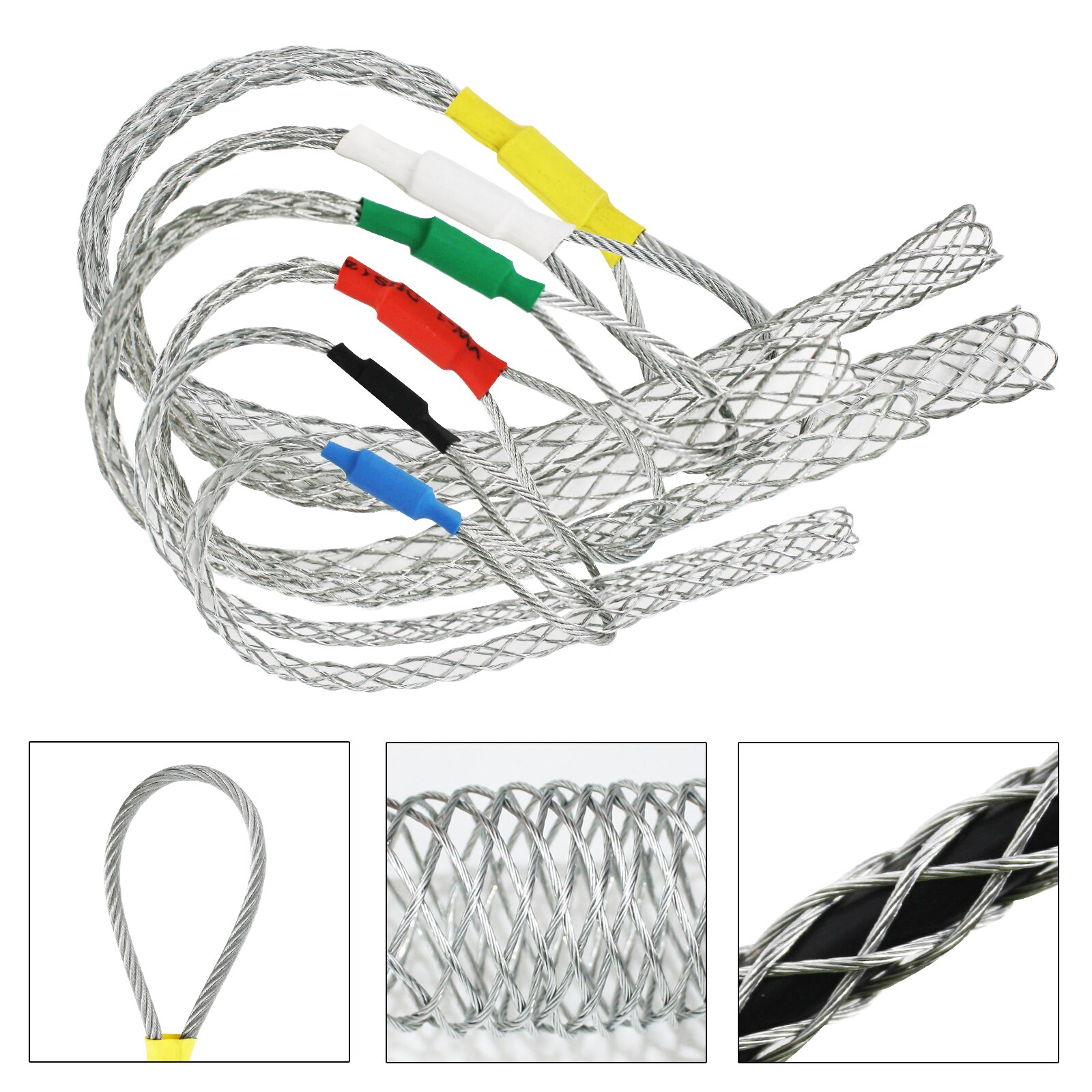 6 farbe Kabel Ziehen Socken Griffe Stahl Verzinktem Gittergewebe Abzieher Werkzeuge Zubehör Antislip Rohr Leitung Netz Abdeckung Für 4-25mm